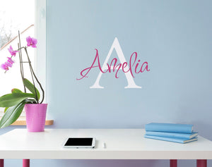 Initial & Name Wall Decal - Girls Name Decal - Initial Wall Sticker - Small (3)